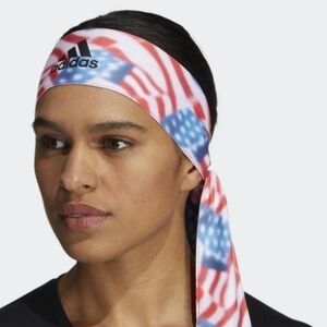 NWT Adidas Alphaskin Tie Headband American Flag Red White Blue Unisex